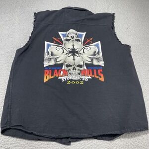 Vintage Biker Design Shirt Mens 3XL Black Sturgis Black Hills Rally Cutoff